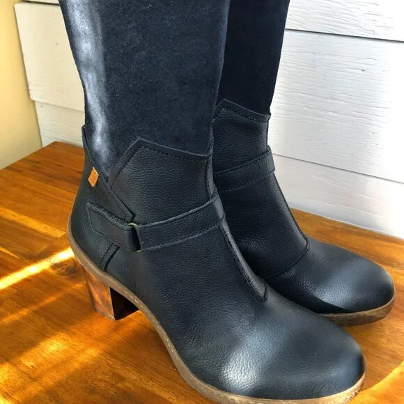 Women's Size 9 El Naturalista Blue Suede Boots - Picture 1 of 6